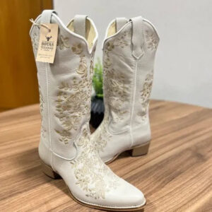 Texana Maitê Bico Fino - Couro Off-White/Florência Bege