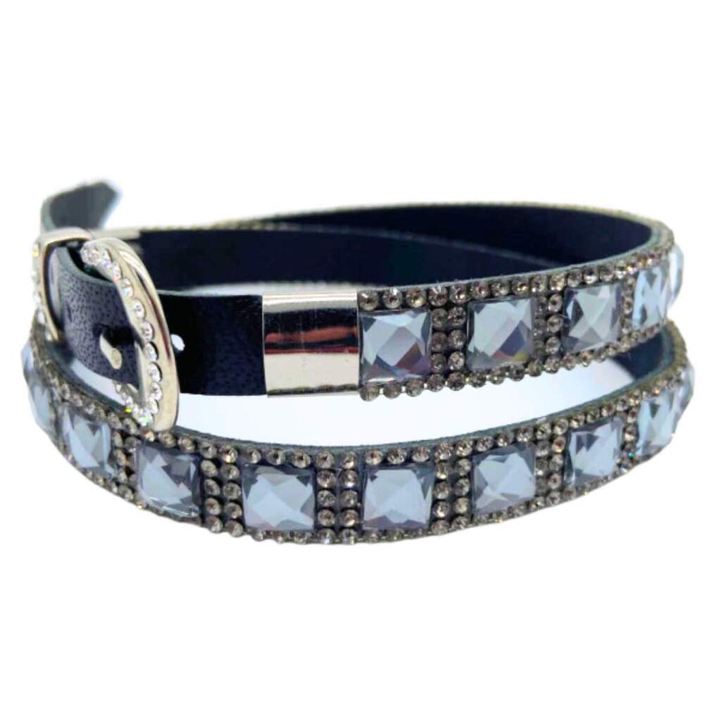 Bandinha Para Chapéu Couro Preto Strass - Imagem 2