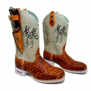 BotaFaca Mulas
- Couro Cano Napa Flay Bege | Couro Gáspea Látego Queima Mostarda Aramado | Mulas Preto