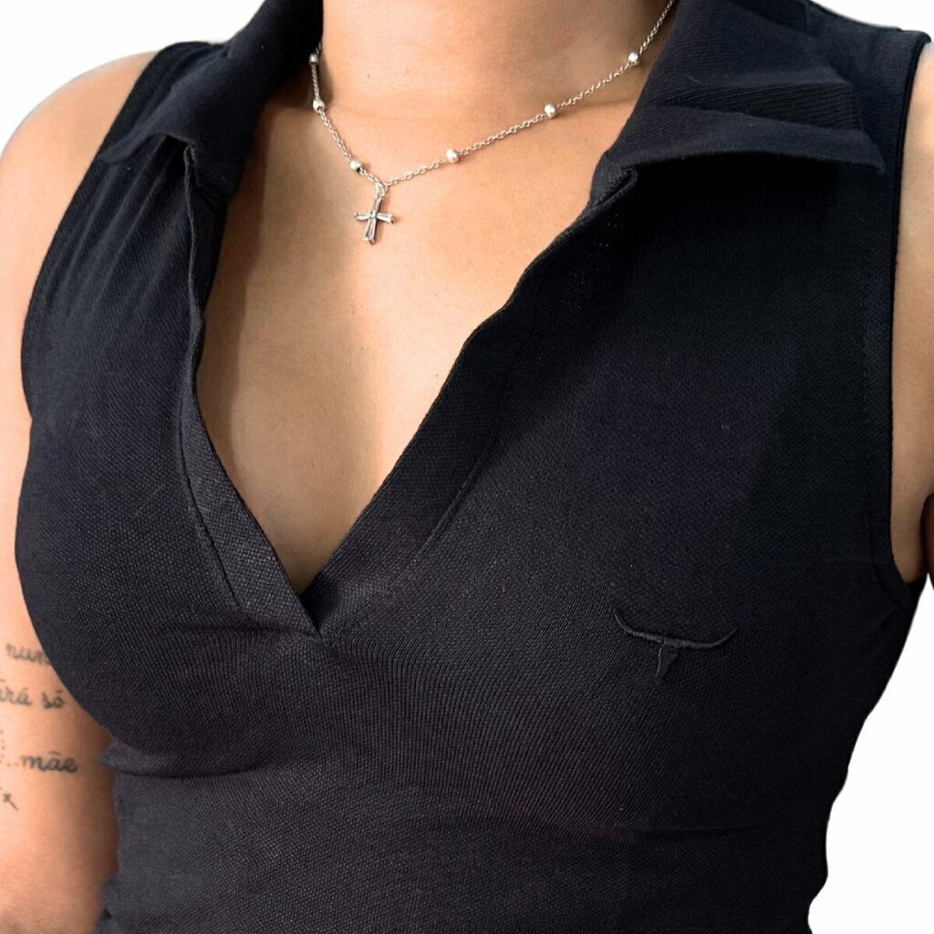 Regata Polo Feminina Moiadeiros Preto - Imagem 2
