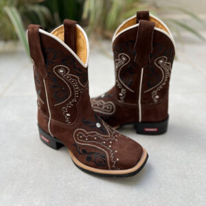 CAPOTA TRIBAL PRETO COURO NOBUCK MARROM