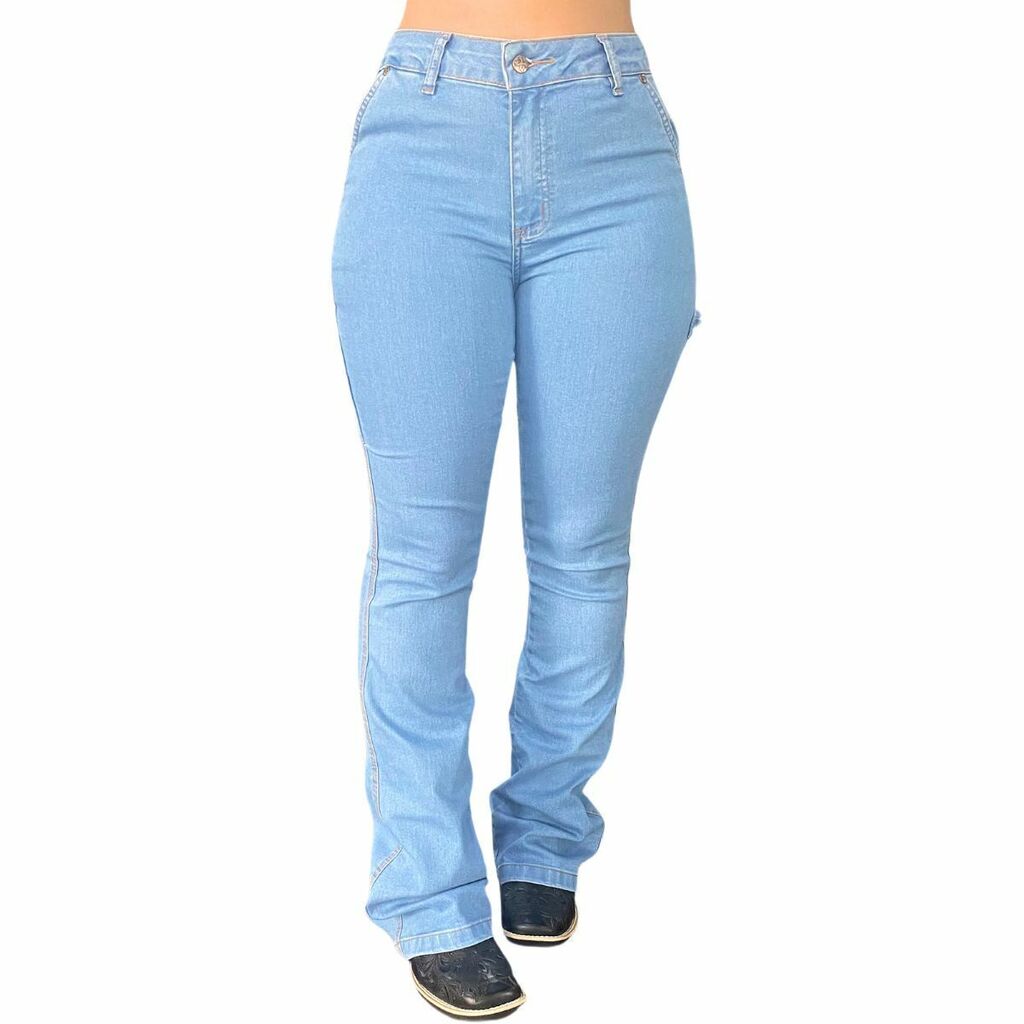 Calça Tex Team Carpinteira Delave Bordada Rosa - Imagem 3