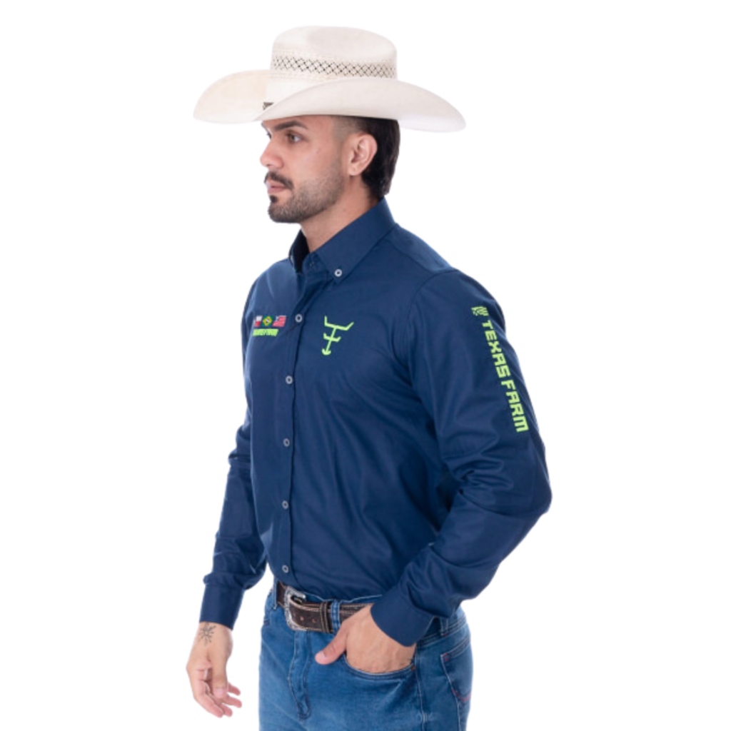 Camisa Competição Masculina Texas Farm Azul Marinho - Imagem 2