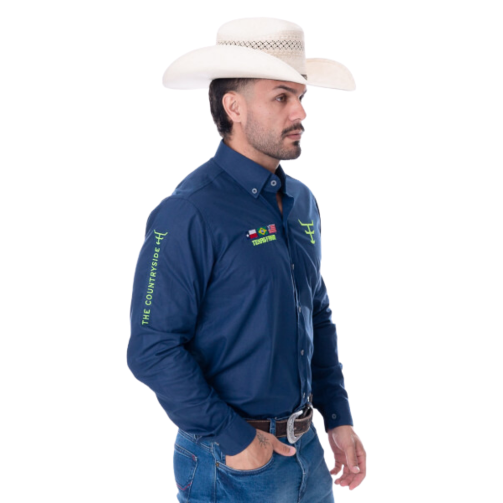 Camisa Competição Masculina Texas Farm Azul Marinho - Imagem 3