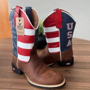 Texana Alex - Couro Horse Nescau/ Bordado Americana (bico redondo)