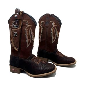 BotaFaca Raiz
- Couro Nobuck Chocolate | Gáspea Estilizado em Tilápia Marrom | Bordado Ferrugem