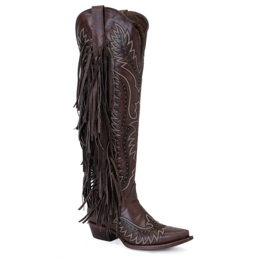 Bota Cano Longo Western Franja Marrom - Imagem 4