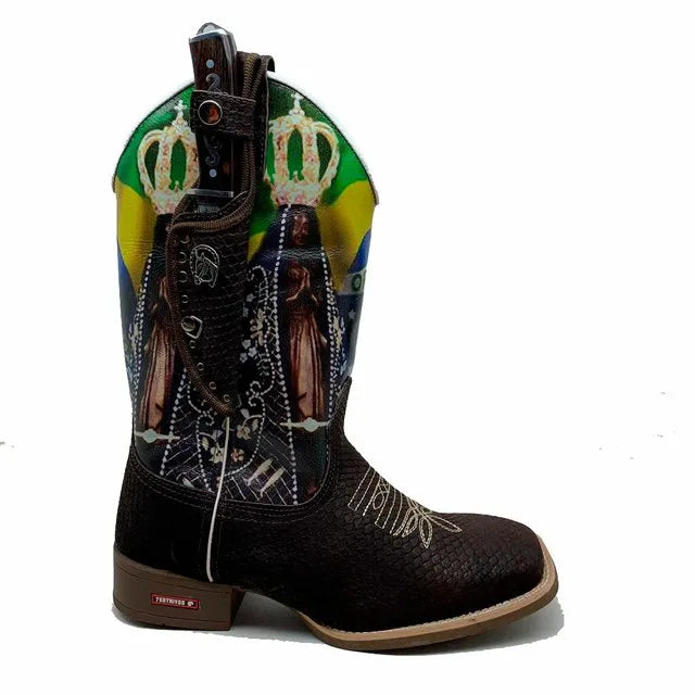 BotaFaca Patriota
- Cano Estampa | Gáspea Couro Nobuck Chocolate Estilizado em Tilápia - Imagem 3