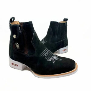 BotinaCanivete Tradicional
                                    - Couro Nobuck Preto | Bordado e Solado Brancos