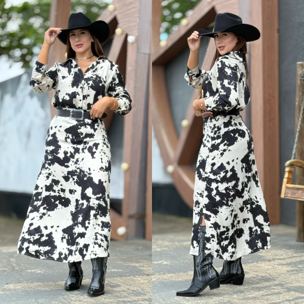 Conjunto Country Cow Preto