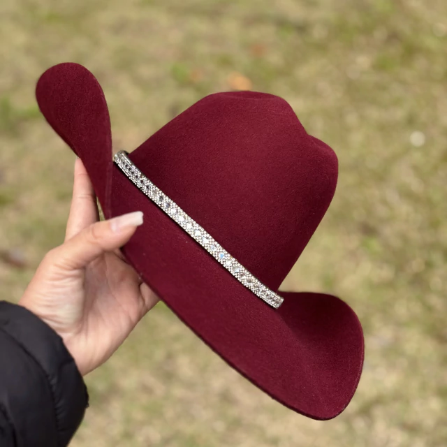 CHAPÉU PRALANA ARENA FELT ABA 11 - VINHO COM STRASS - Imagem 2