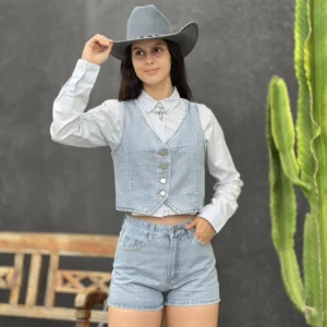 Conjunto B&C Shorts e Colete Lola Shine Delave